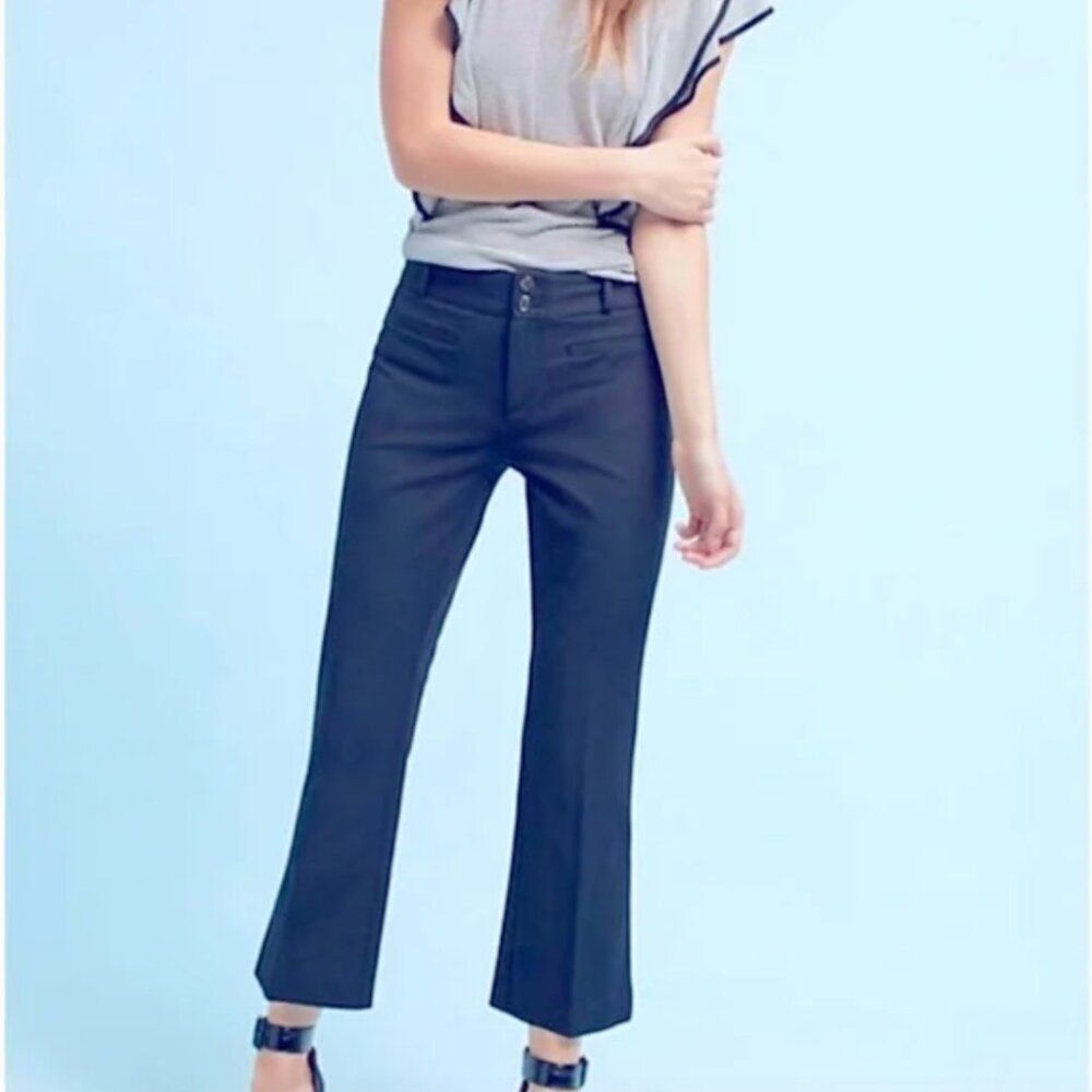Anthropologie Size 8 The Essential Flare Dress Pants Trousers Navy Blue